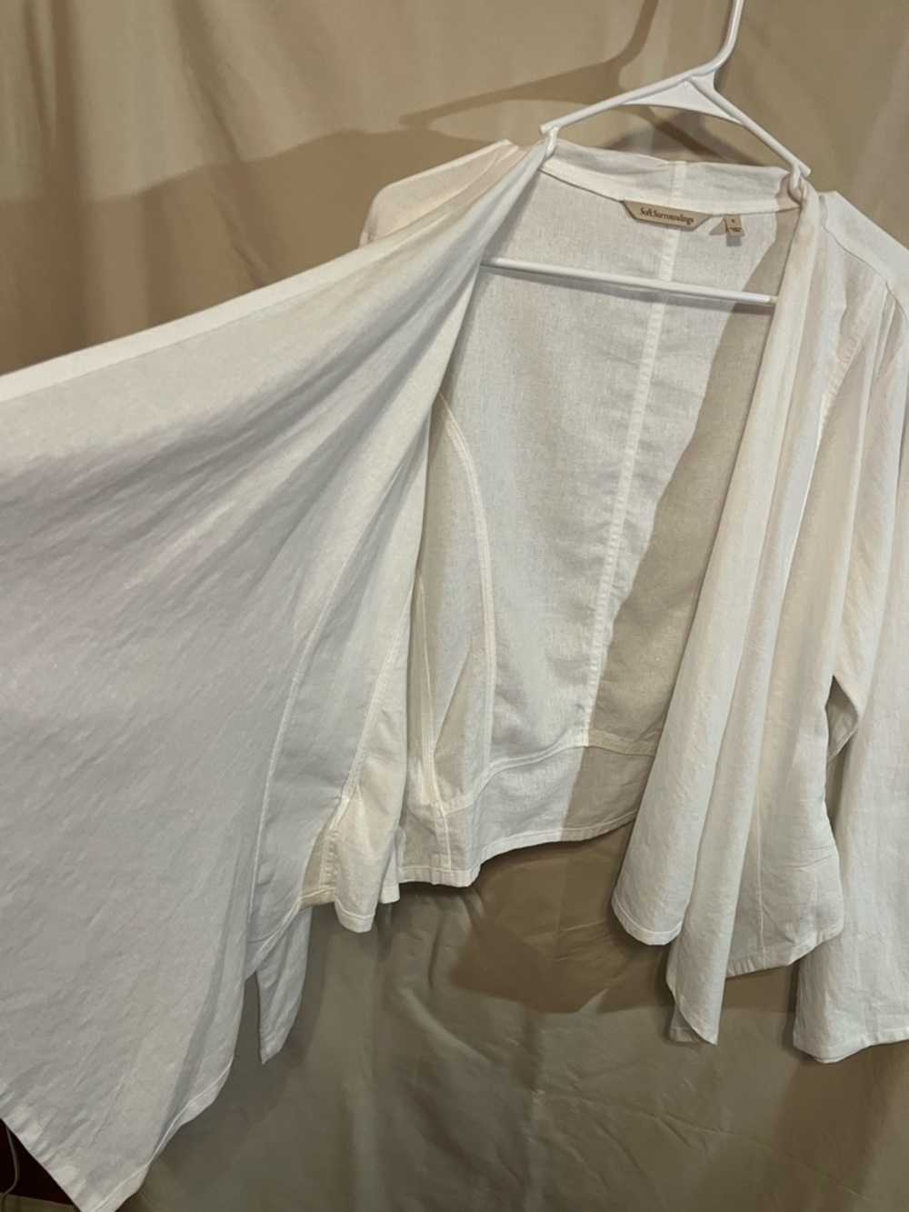 Soft Surroundings Ivory Linen Open Jacket - Picture 3 of 10
